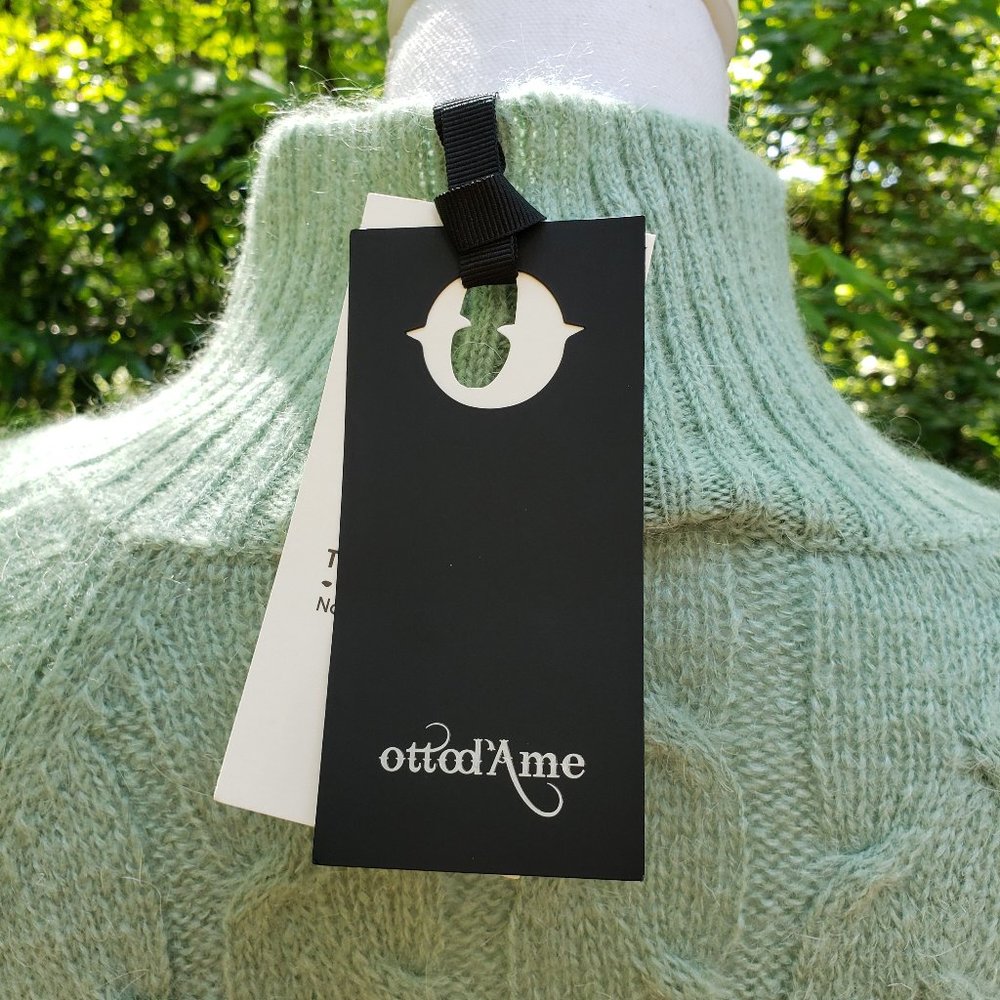 OTTOD'AME Turtleneck Long Sweater in Light Green Size Small US 6 NWT - Picture 6 of 11